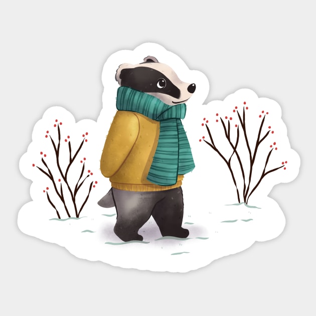 Winter Badger Sticker by Melissa Jan